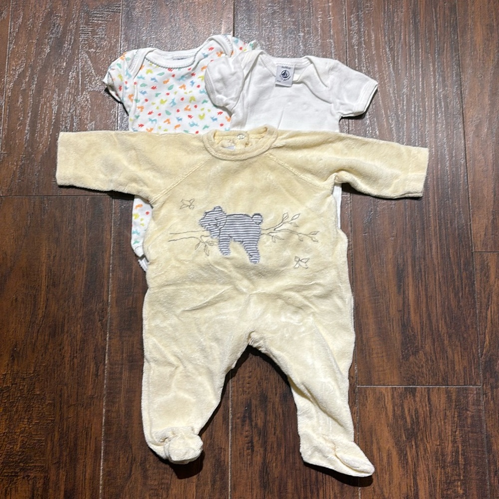 Petit bateau bodysuits and footie baby 3 months